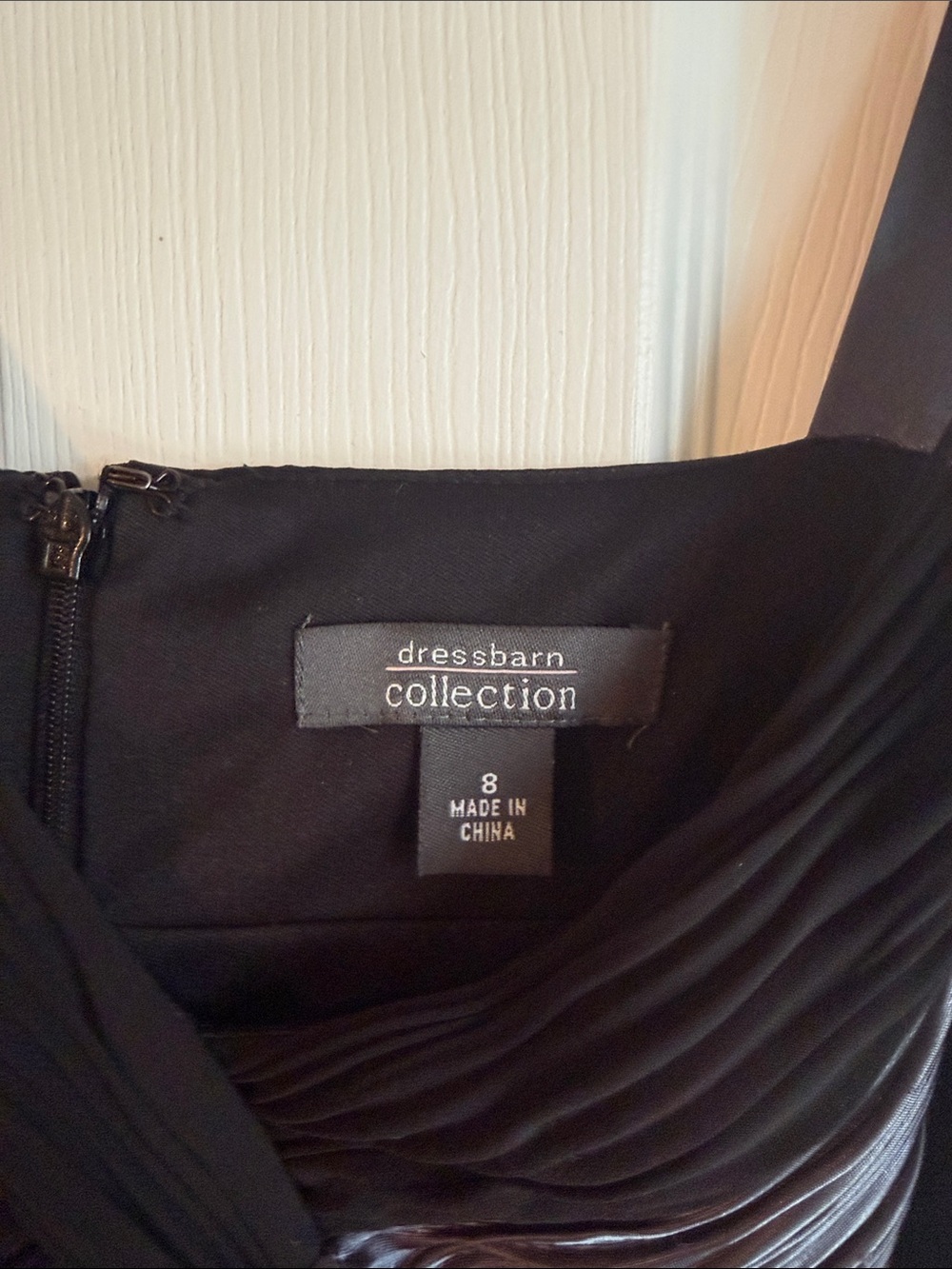 dressbarn Black Ruched Cocktail Dress with Subtle Sheen - Picture 5 of 7